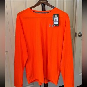 Under Armour NEW ThreadBorne Technology Neon Orange LS Performance Tee XXL
